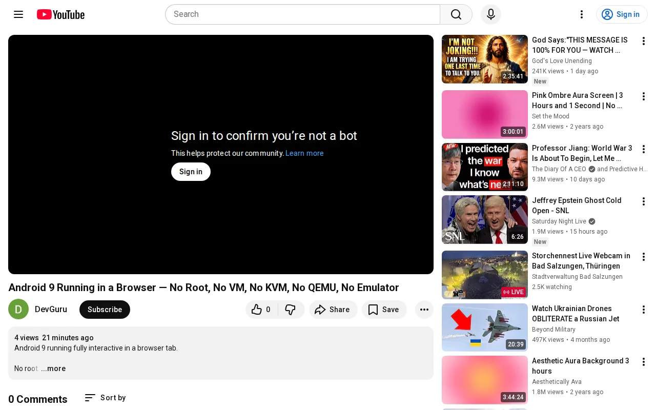 Android 9 interactive in a browser – no root, no VM, no KVM, no QEMU
