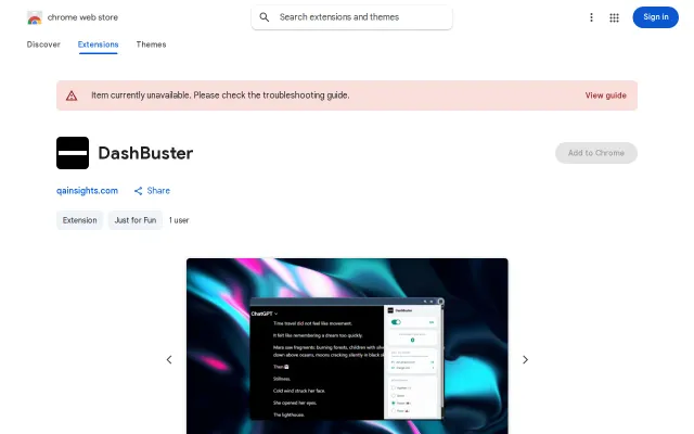 Dashbuster – Replace em dashes on any website