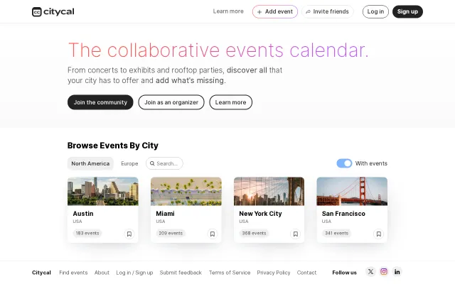 Citycal – Collaborative Events Calendar