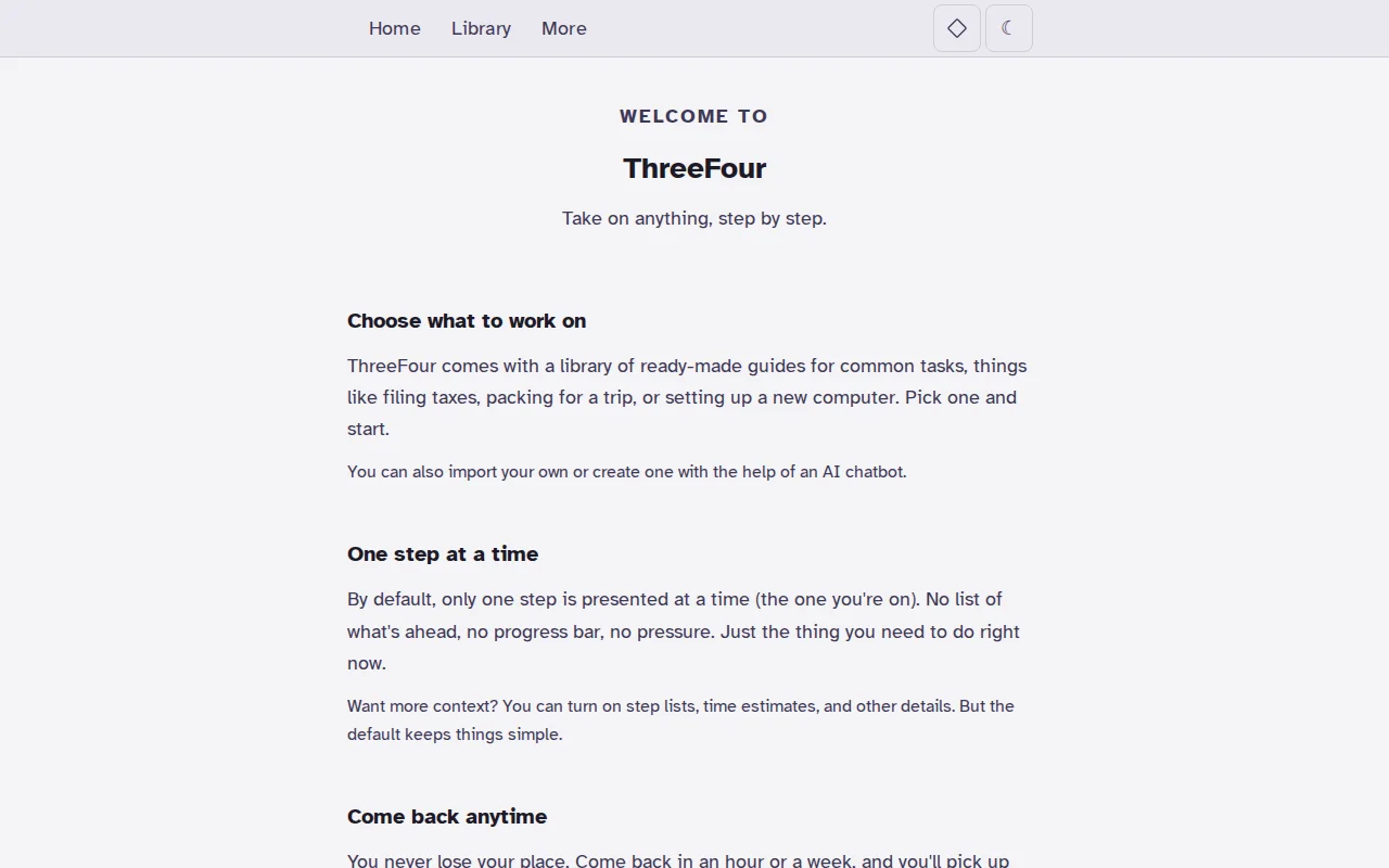 ThreeFour – run multi-step procedures one step at a time