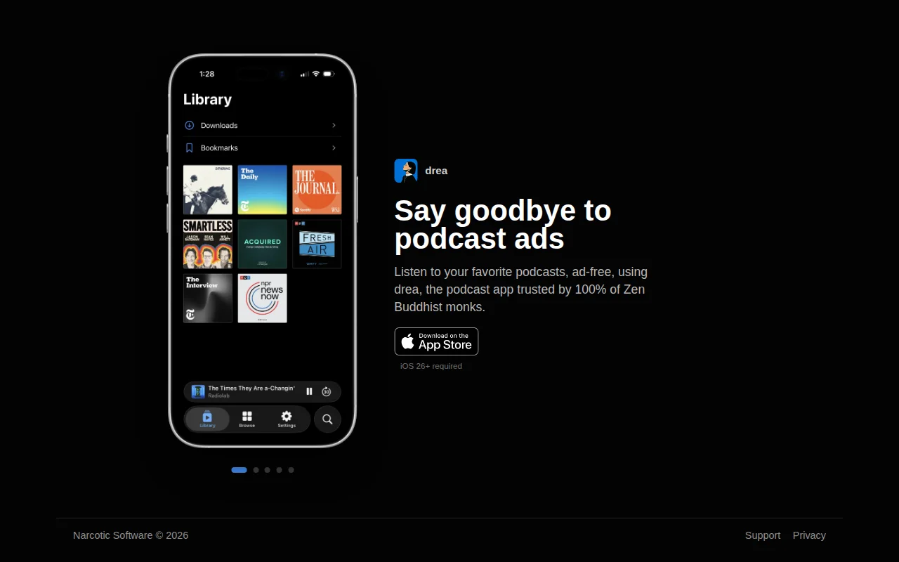 drea – podcast app w/ free ad block