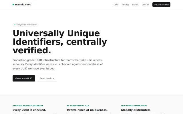 MyUUIDshop, Generate UUIDs and never worry about duplicates