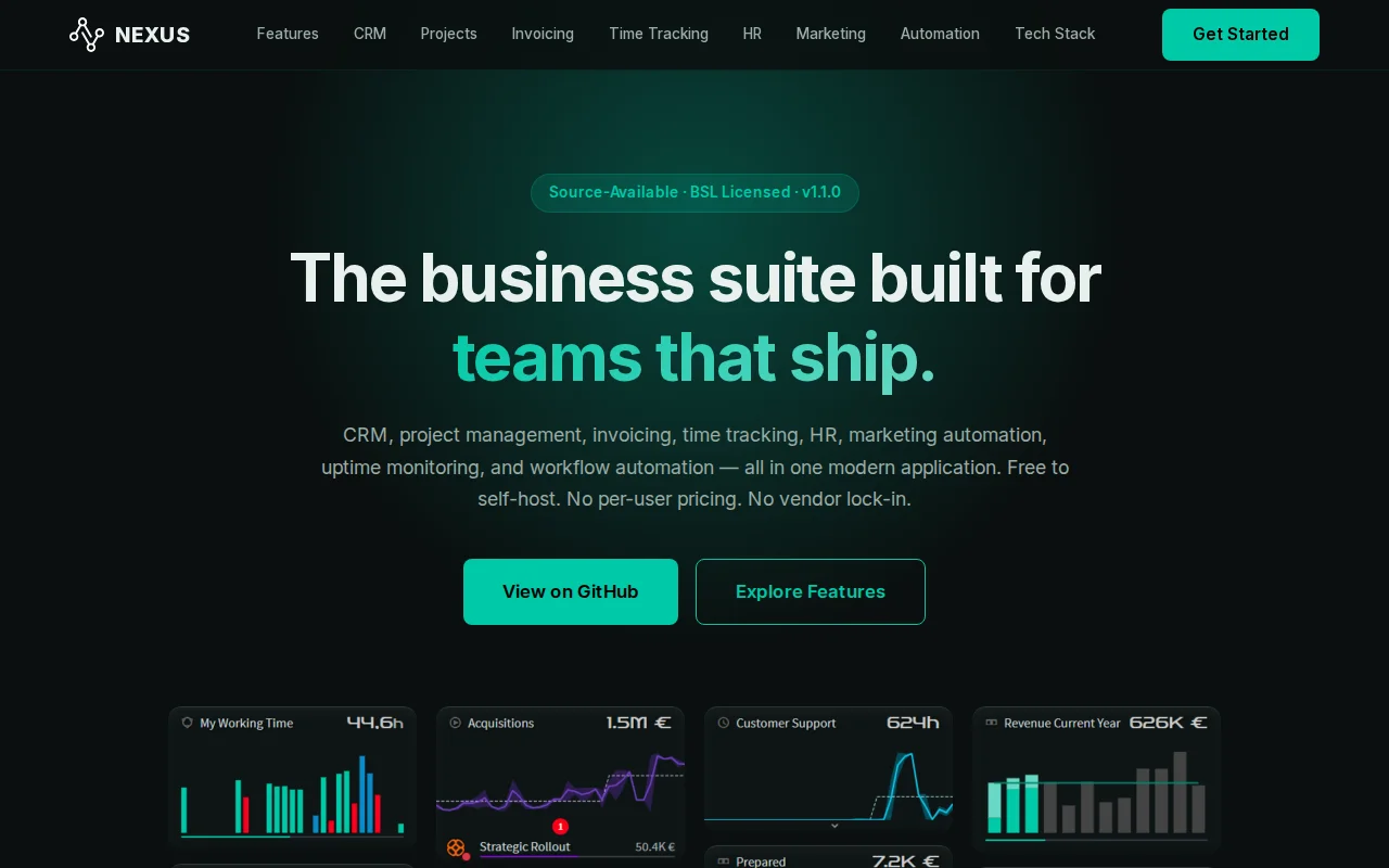 Nexus – free, self-hosted business suite for service teams