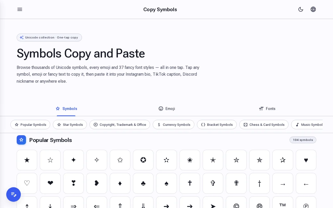 Symbols Copy and Paste