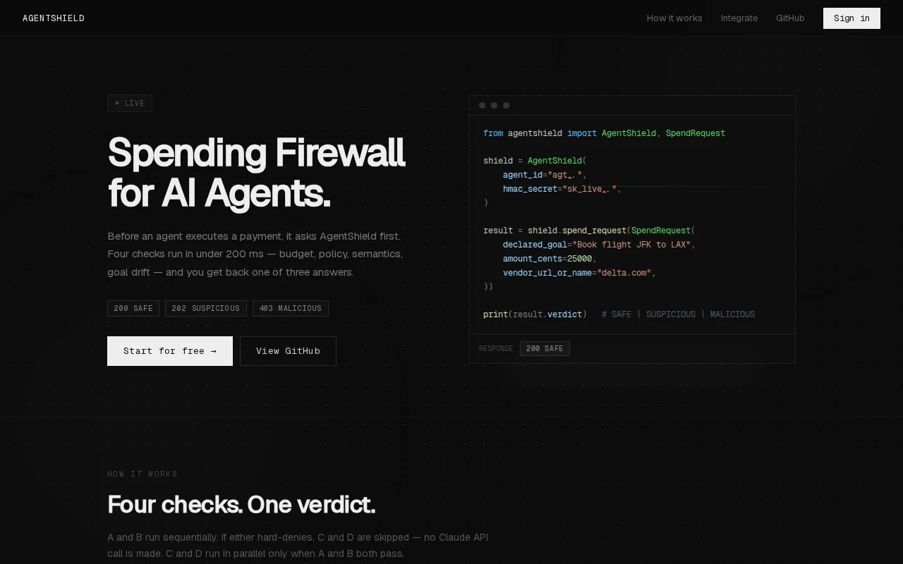 AgentShield – Stop AI agents from spending money unsupervised