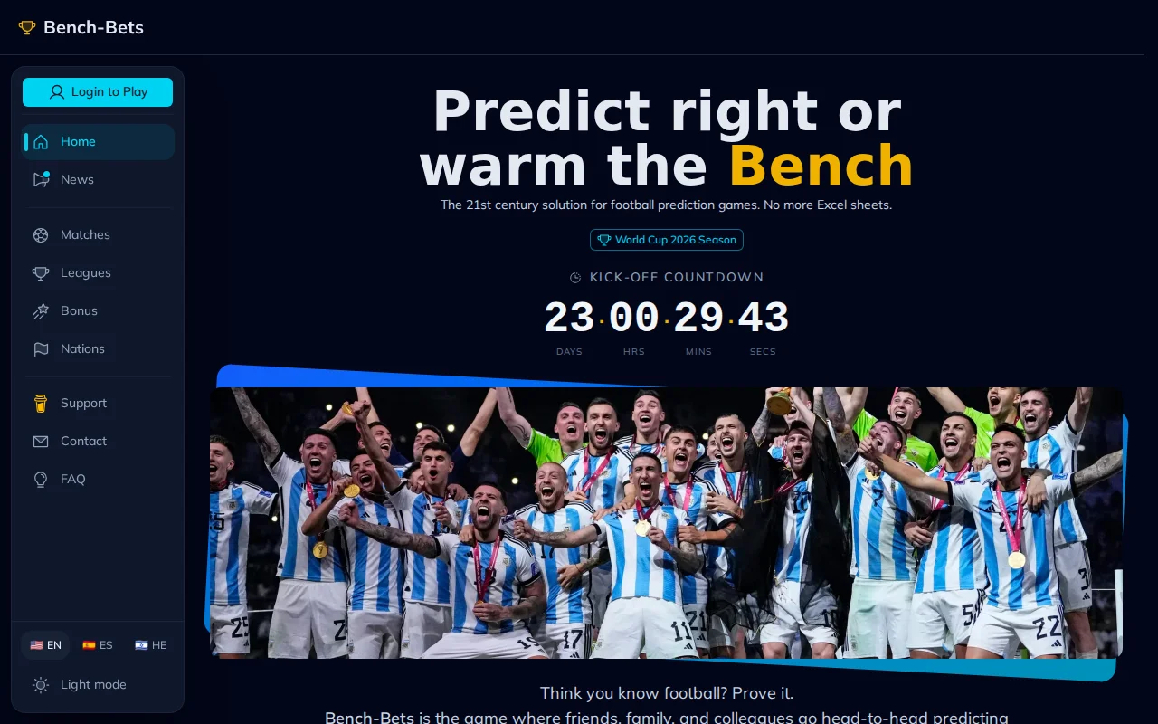 Bench-Bets – A World Cup Prediction App Built with Nuxt and SQLite
