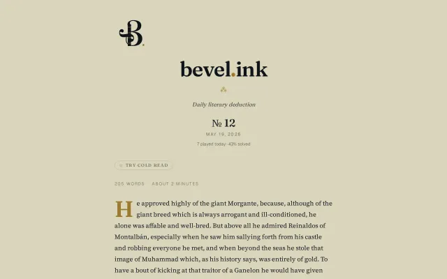 Bevel – Guess the book from its opening passage