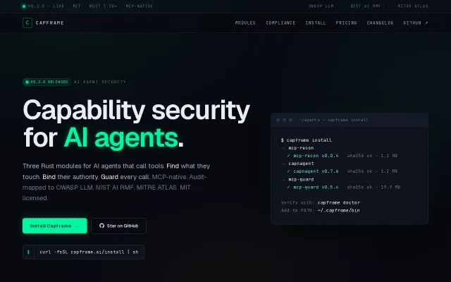 Capframe – capability tokens for AI agent tool calls