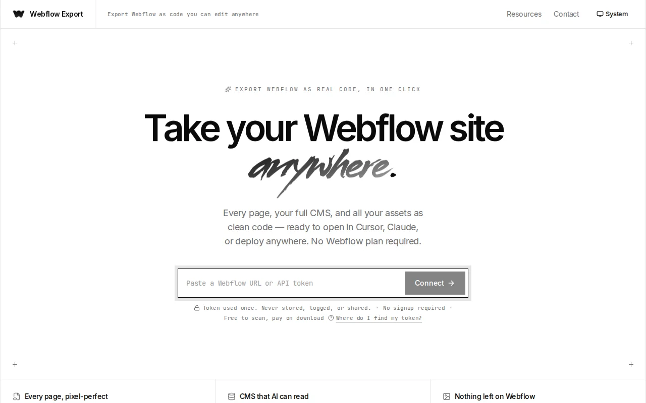Export Webflow sites and CMS content