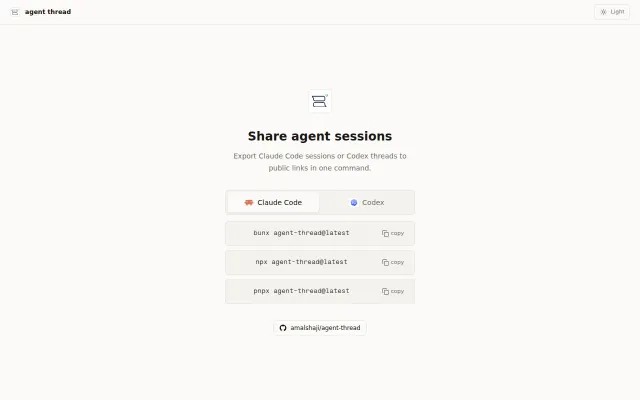 Agent thread – Share claude code and codex sessions as public links