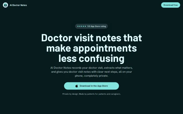 AI Doctor Notes – Private doctor visit notes app for patients