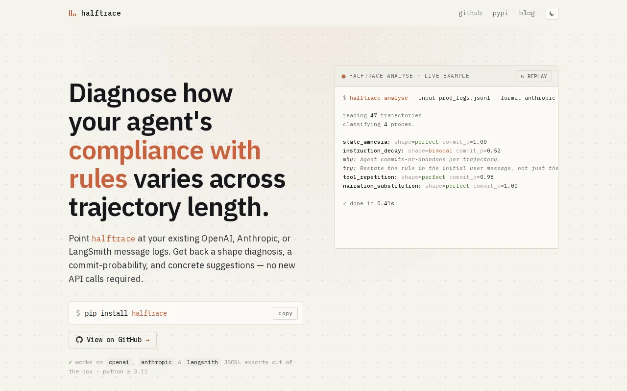 Halftrace – See the shape of your agent's failures from your logs