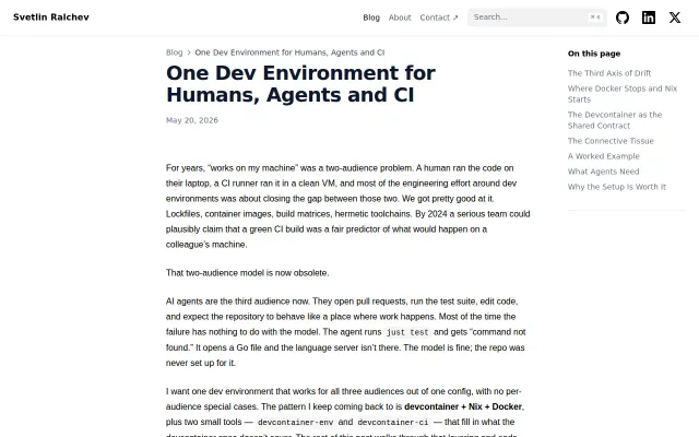 One dev environment for humans, CI, and AI agents