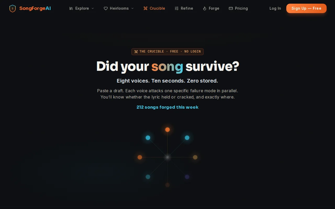 Crucible – 8 legendary songwriters tear apart your lyrics, no login