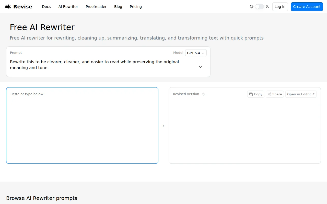 A fast, free AI rewriter