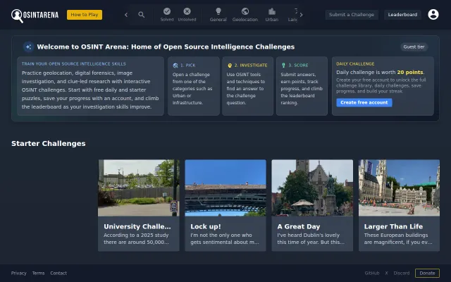 Osint Arena – GeoGuessr for OSINT