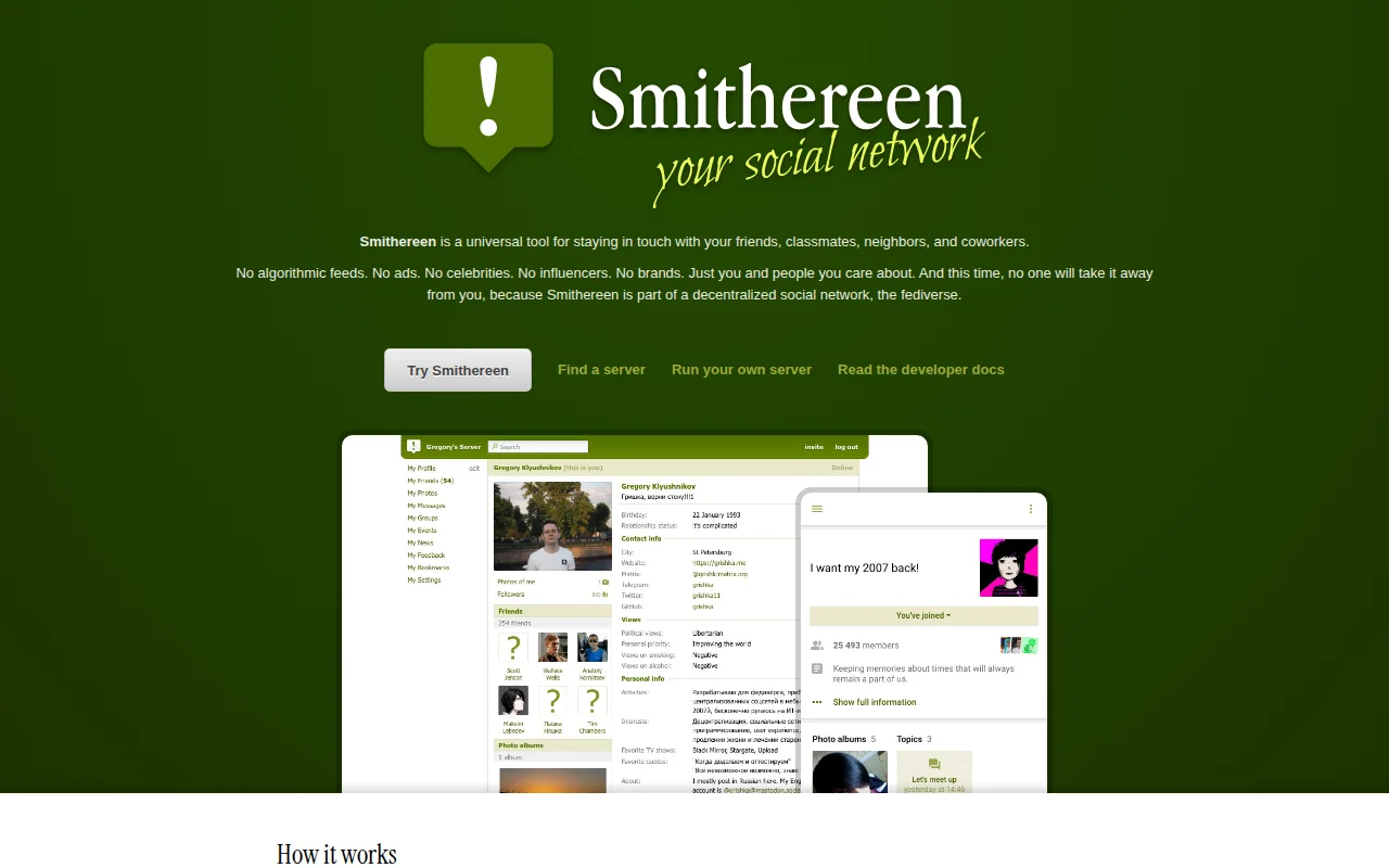 Smithereen – an early-Facebook-style Fediverse server