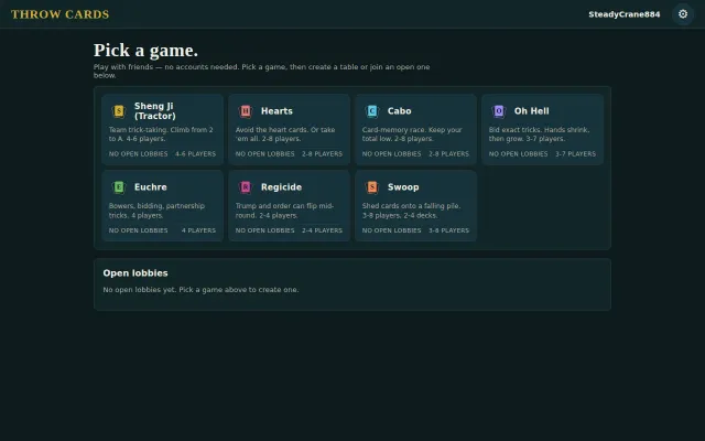 Traditional Card Game Website