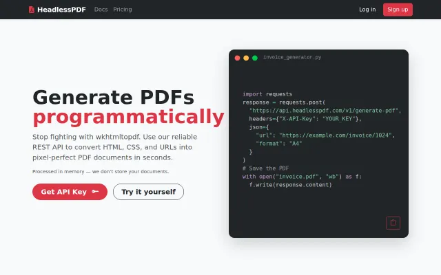HeadlessPDF – An API for Generating PDFs from URLs