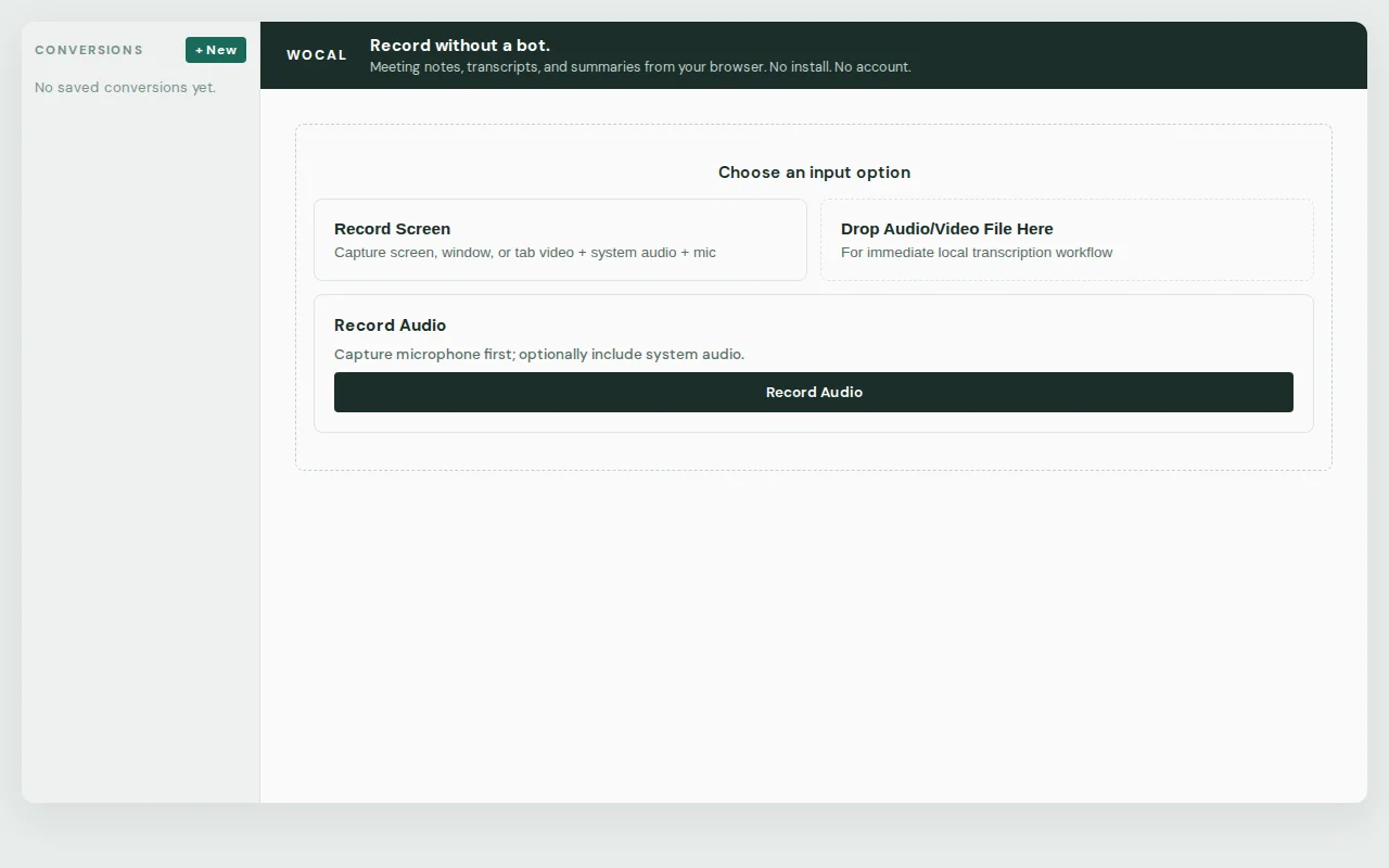 A botless meeting recorder and summarizer that runs in the browser