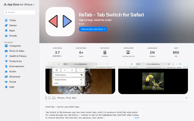 ReTab – a Cmd+Tab-style switcher for Safari tabs