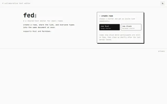 Fed.run – online collaborative Rust IDE and Markdown editor