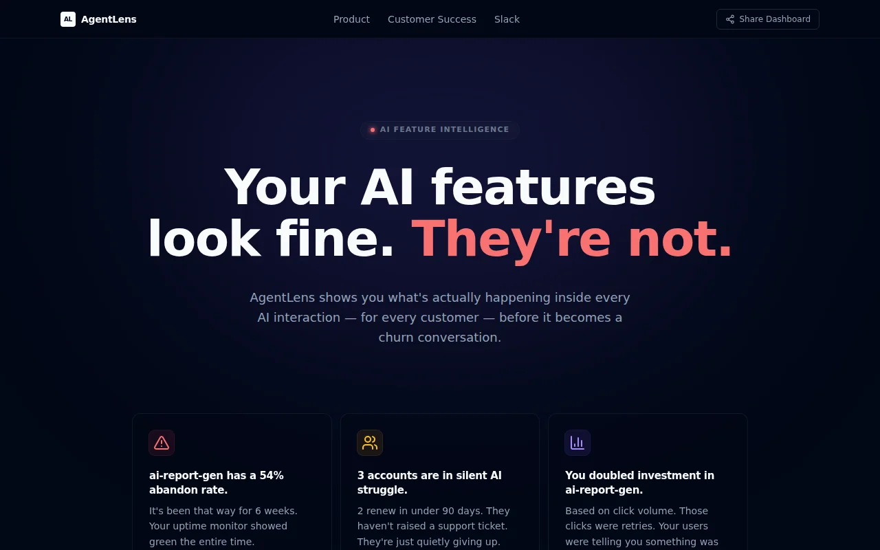 AgentLens – see if your AI features work, per customer