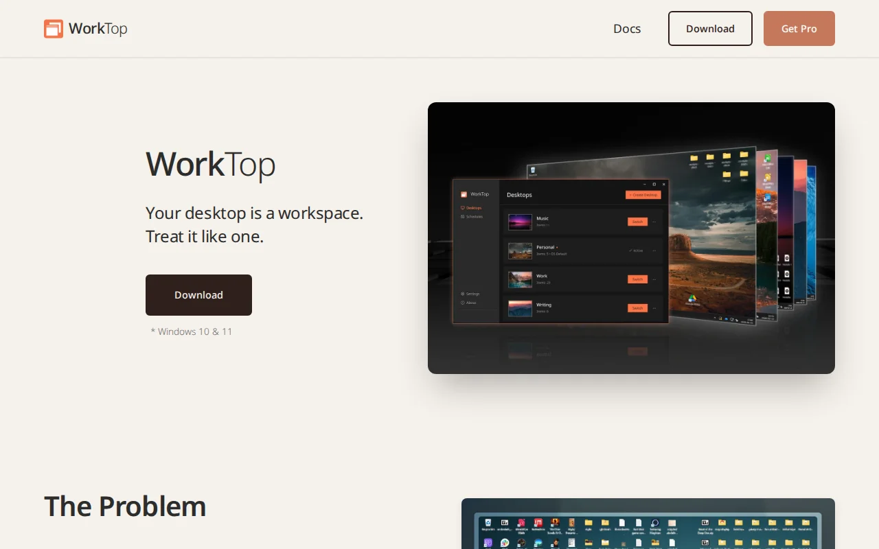 WorkTop – Different desktops with different files. (Windows only)