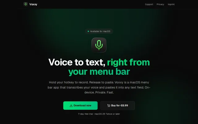 Voxxy – a minimal, fast voice-to-text app for macOS