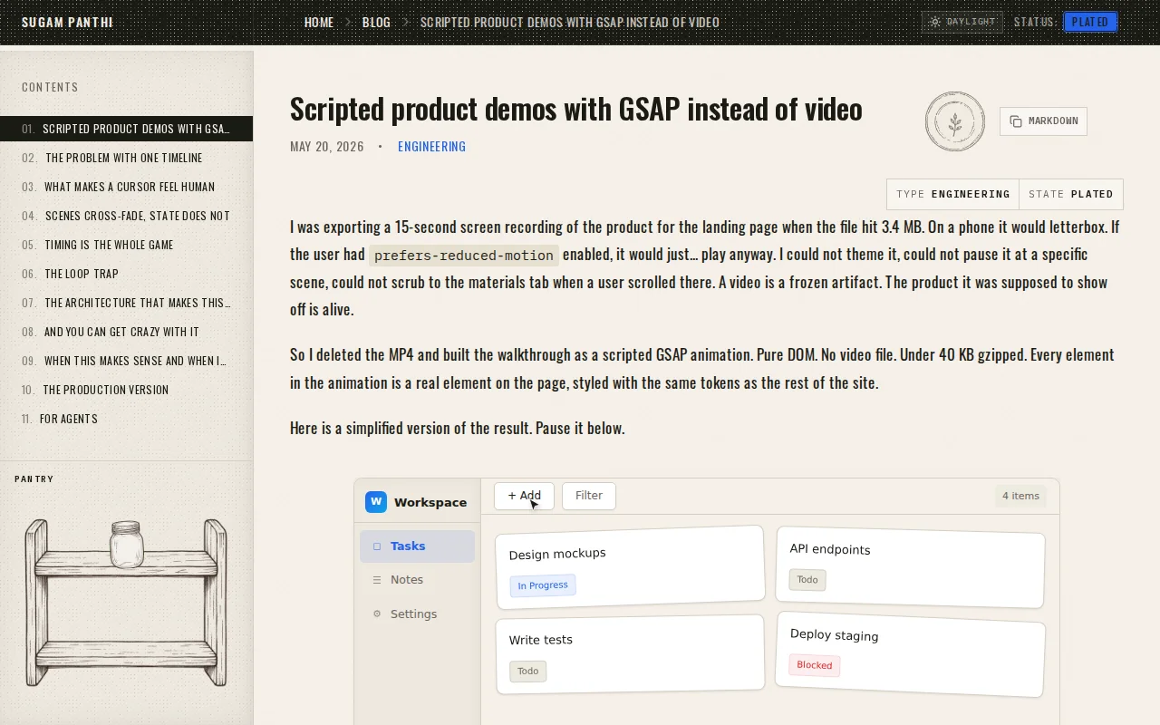 Replacing a 3.4MB video with 40kb of GSAP