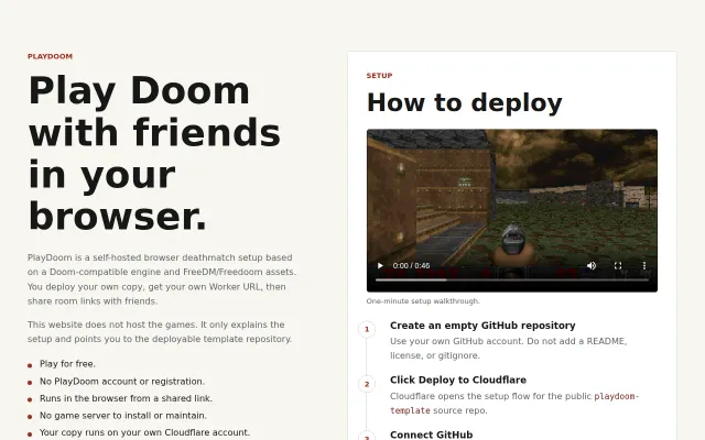 Multi-player doom on browser via Cloudflare for free