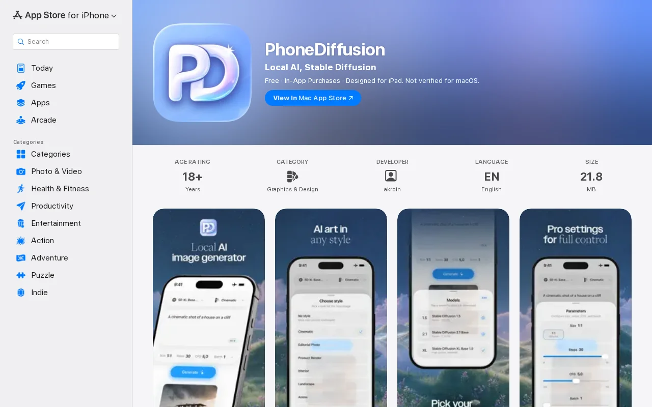 PhoneDiffusion – Local AI image generation for iOS