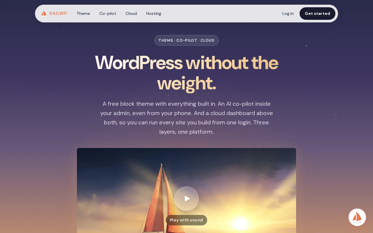 SailWP – WordPress theme that bundles 8 plugins in 94KB