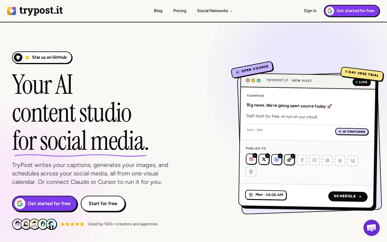 TryPost – open-source Social Media Scheduler
