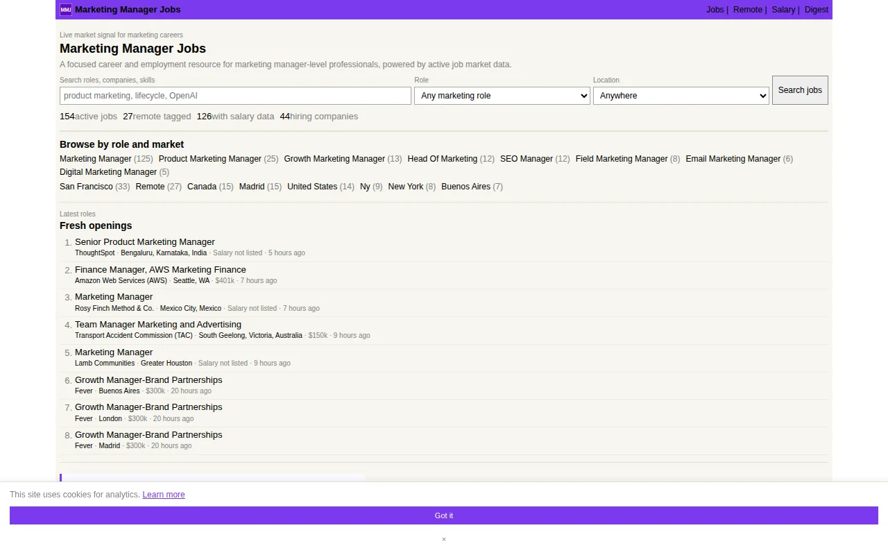 Marketing Manager Job Board