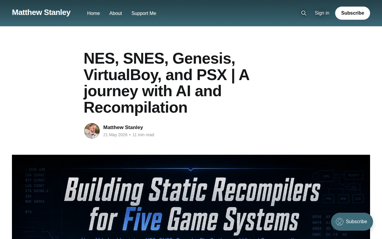 I used AI to built static recompilers for 5 retro game systems