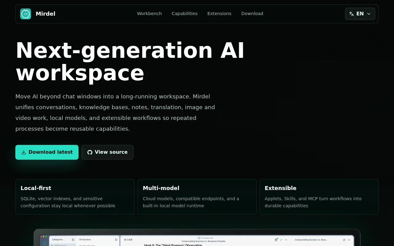 Mirdel – a local-first AI workspace with UI-based agent workflows