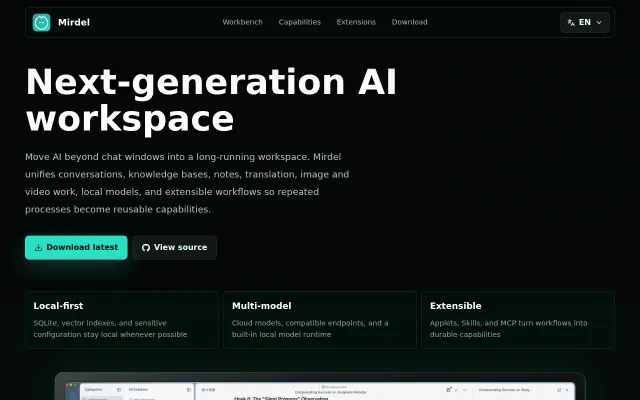 Mirdel – a local-first AI workspace with UI-based agent workflows