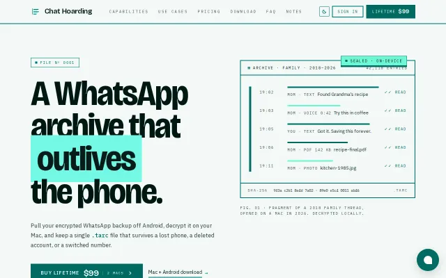 Chat Hoarding – Mac app to archive WhatsApp backups locally