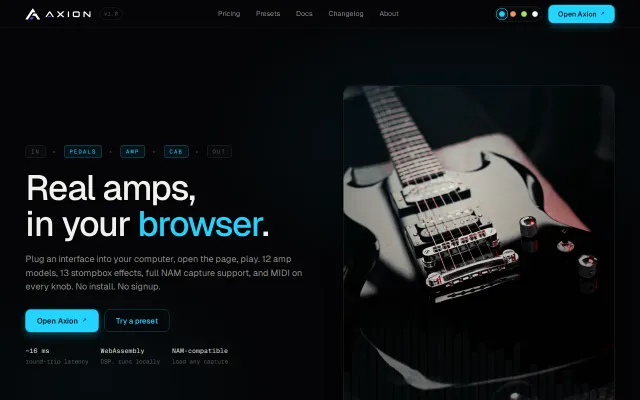 Axion – Browser-based guitar amp/effects rig