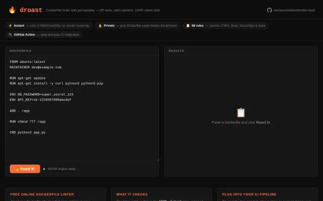 Droast, a Dockerfile linter that stopped being polite