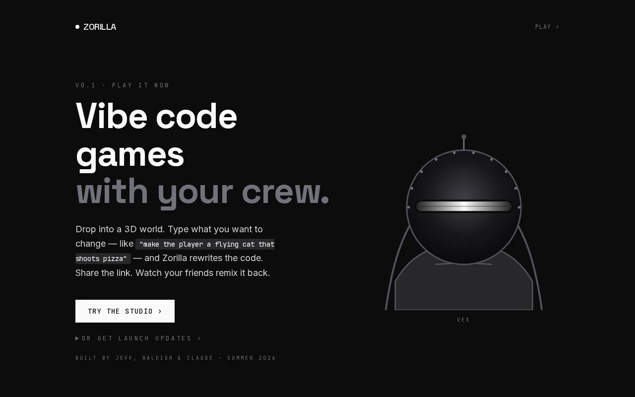 Zorilla – vibe-code a 3D game in the browser