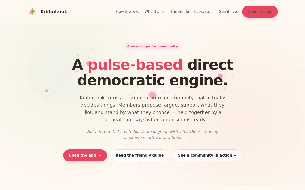 Kibbutznik – a pulse-based direct democratic engine