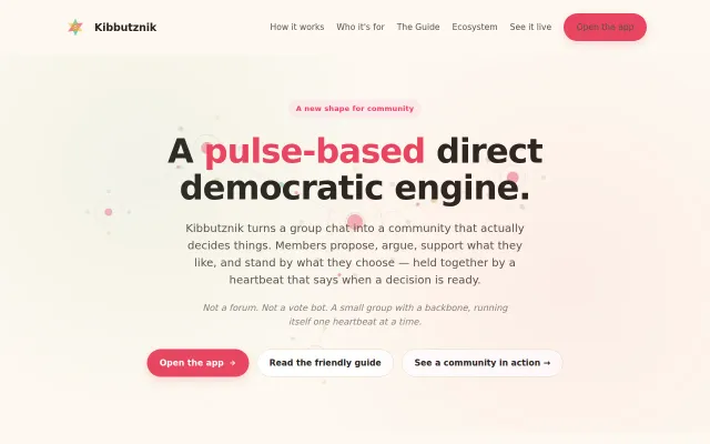 Kibbutznik – a pulse-based direct democratic engine