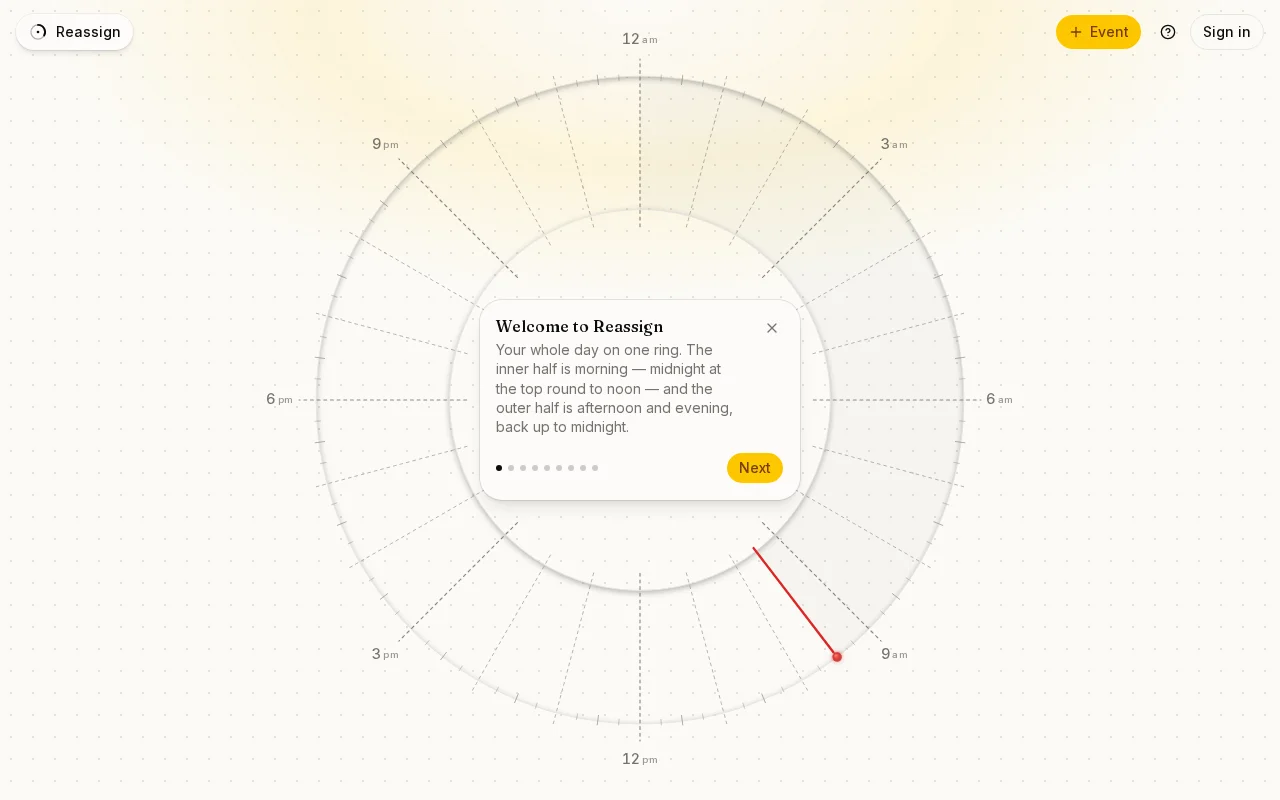 Reassign – a 24-hour dial for planning your day