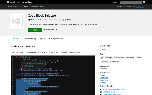 Code Block Selector – select code by structure, not by dragging