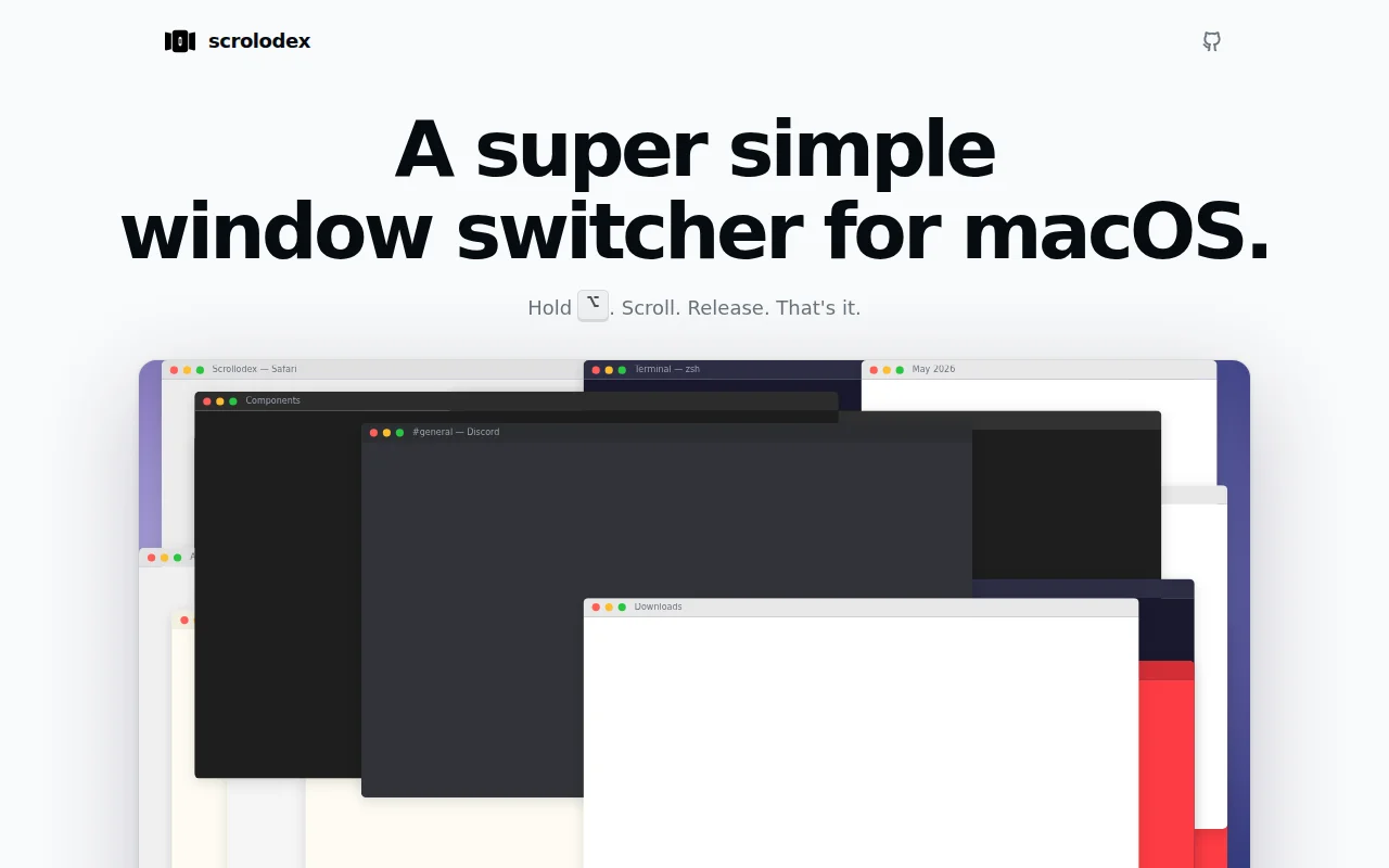 Scrolodex – A super simple window switcher for macOS