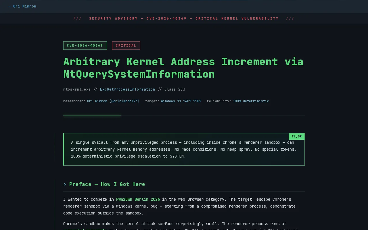CVE-2026-40369 Windows Kernel Arbitrary Write Chrome SBX