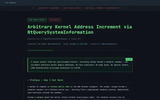 CVE-2026-40369 Windows Kernel Arbitrary Write Chrome SBX