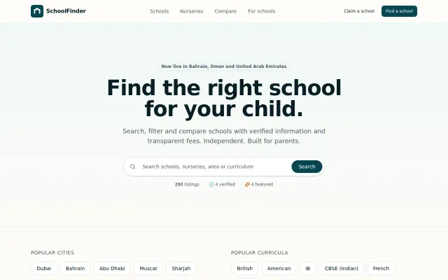 SchoolFinder – Independent schools directory for the Gulf region